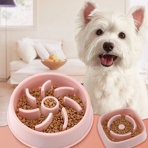 Slow pet feeder bowl non-slip anti-gulping - Pink